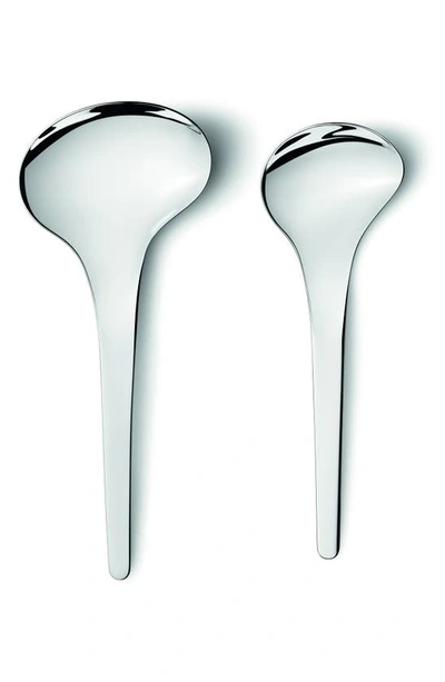 Shop Georg Jensen Bloom 2-piece Serving Spoon Set In Silver