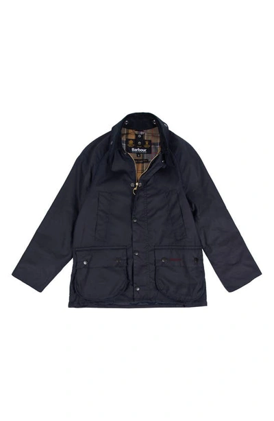 Shop Barbour Kids' Bedale Waxed Cotton Jacket In Navy