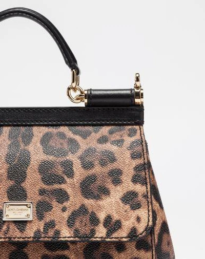 Shop Dolce & Gabbana Small Sicily Bag In Leopard Textured Leather In Sand