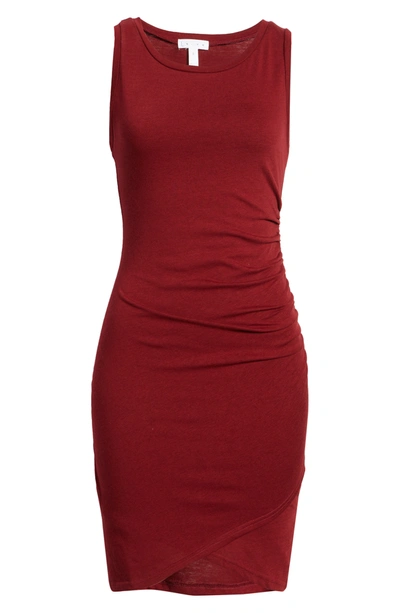 Shop Leith Ruched Body-con Sleeveless Dress In Red Grape