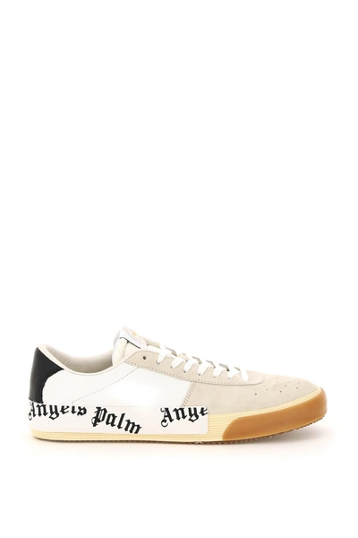 Shop Palm Angels New Vulcanized Sneakers In White Black (beige)