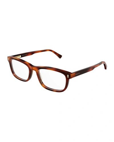 Shop Gucci Men's Rectangle Acetate Optical Glasses