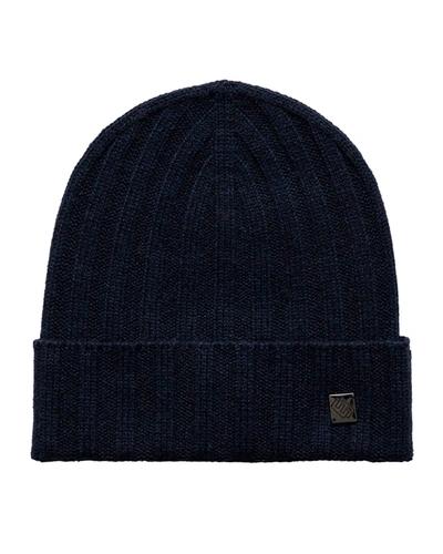 Shop Eton Men's Luxury Knit Beanie Hat In Navy