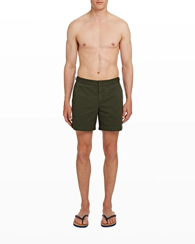 Shop Orlebar Brown Men's Bulldog Cotton Twill Shorts In Amazonian Green