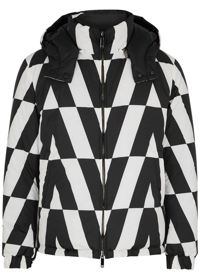 Shop Valentino Monochrome Printed Reversible Shell Jacket In White And Black