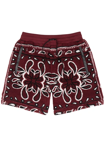Shop Amiri Bandana-print Fleece Shorts In Red