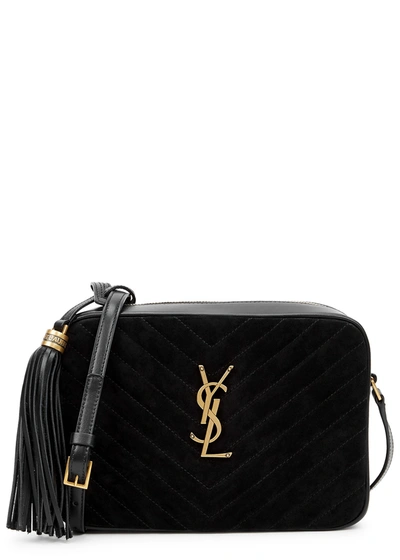 Shop Saint Laurent Lou Black Suede Cross-body Bag