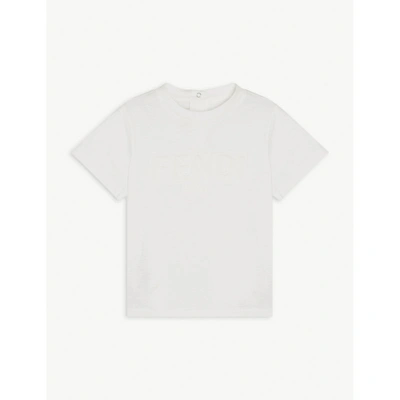 Shop Fendi White Logo-print Cotton T-shirt 6-24 Months 9 Months