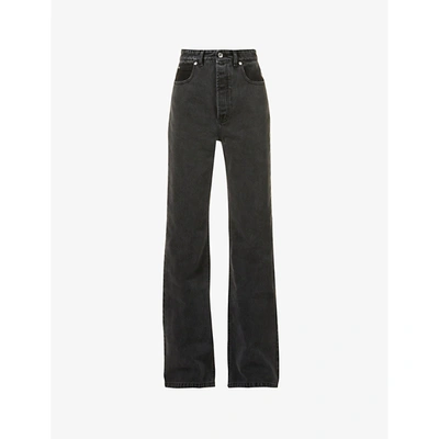 Shop Paco Rabanne Missing Pocket Flared Mid-rise Jeans In Denim Stone Neige