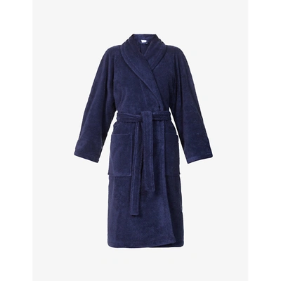 Yves Delorme Marine Etoile Organic Cotton-blend Bathrobe M In Marine