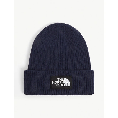 Shop The North Face Mens Tnf Navy Logo-embroidered Knitted Beanie
