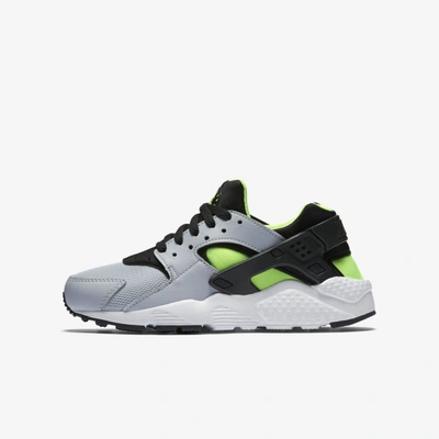 Shop Nike Huarache Run Big Kids' Shoes In Wolf Grey,electric Green,white,black