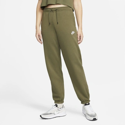 Shop Nike Women's  Sportswear Essential Fleece Pants In Green