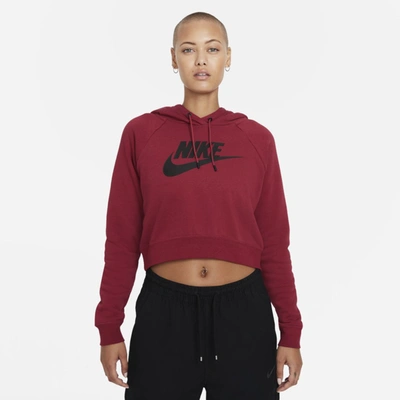 nike cropped hoodie red