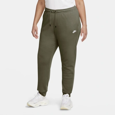 Shop Nike Sportswear Essential Women's Fleece Pants In Medium Olive,white