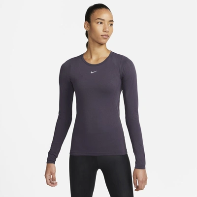 Nike Dri-fit Adv Aura Women's Slim-fit Long-sleeve Training Top In Cave  Purple,reflect Silver | ModeSens