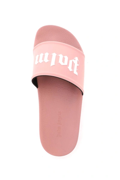 Shop Palm Angels Rubber Slides With Logo In Pink
