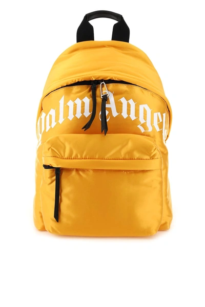 Shop Palm Angels Curved Logo Backpack In Yellow