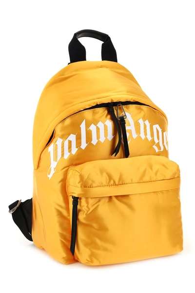 Shop Palm Angels Curved Logo Backpack In Yellow