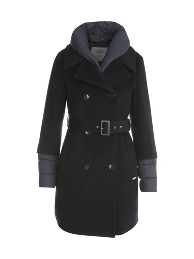 Shop Woolrich Kuna Trench Belted Coat In Navy