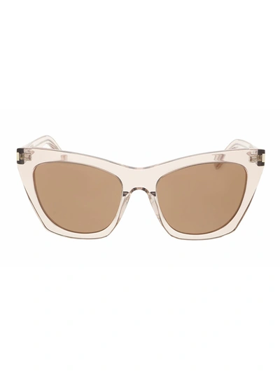 Shop Saint Laurent Eyewear Kate Cat Eye Frame Sunglasses In Transparent
