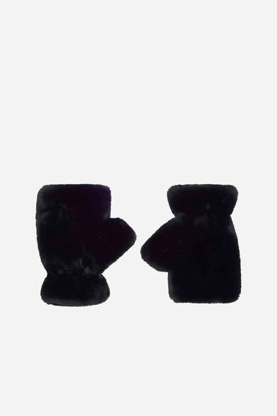 Shop Apparis Ariel Fingerless Faux Fur Gloves In Noir