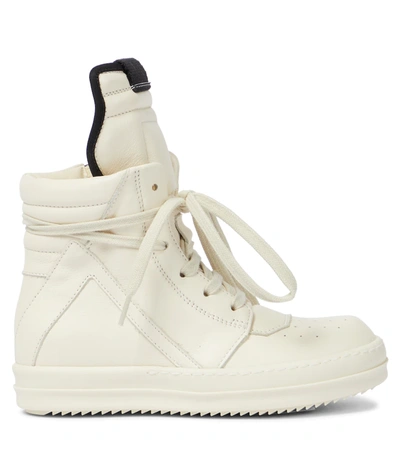 Shop Rick Owensrick Owens Geobasket Leather High-top Sneakers In White
