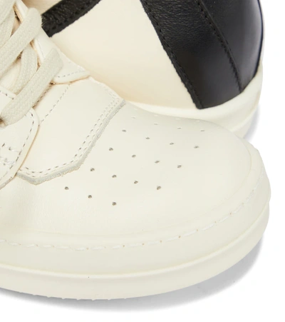 Shop Rick Owensrick Owens Geobasket Leather High-top Sneakers In Milk/black/milk