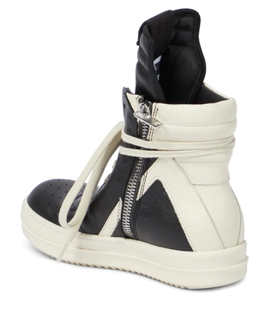 Shop Rick Owensrick Owens Geobasket High-top Leather Sneakers In Black/milk