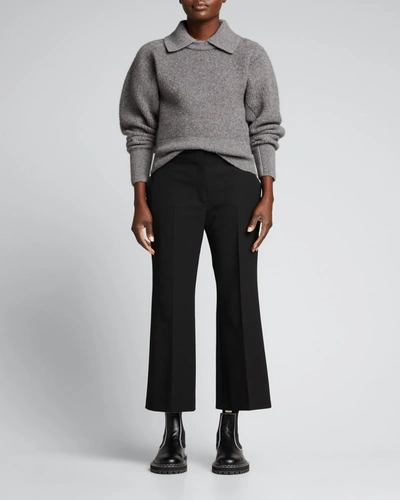 Shop Proenza Schouler Lofty Ribbed Cashmere-blend Collared Sweater In Charcoal
