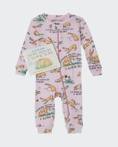 Shop Books To Bed Kid's Guess How Much I Love You Printed Pajama Gift Set In Pink