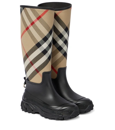 Burberry Rain Boots- Womens- Size 8.5 Black- Rubber- Mid Calf- Pull On