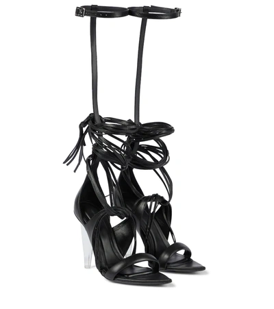 Ice Calf Leather Sandals In Black