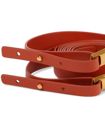Shop Bottega Veneta Horsebit Leather Belt In Maple - Gold