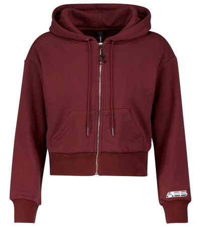 Shop Adam Selman Sport Cropped Cotton-blend Hoodie In Garnet