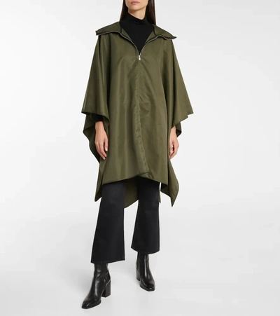 Shop Totême Hooded Asymmetric Poncho In Forest