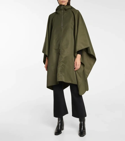 Shop Totême Hooded Asymmetric Poncho In Forest