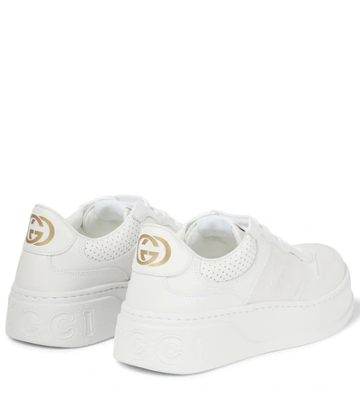 Shop Gucci Gg Embossed Leather Sneakers In G.whi/g.whi/g.wh/g.w