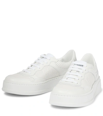 Shop Gucci Gg Embossed Leather Sneakers In G.whi/g.whi/g.wh/g.w