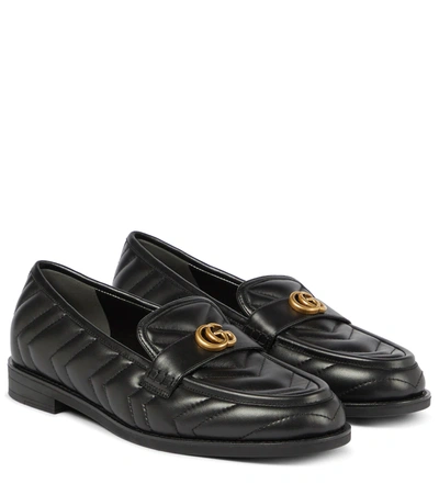 Shop Gucci Double G Matelassé Leather Loafers In Nero/nero
