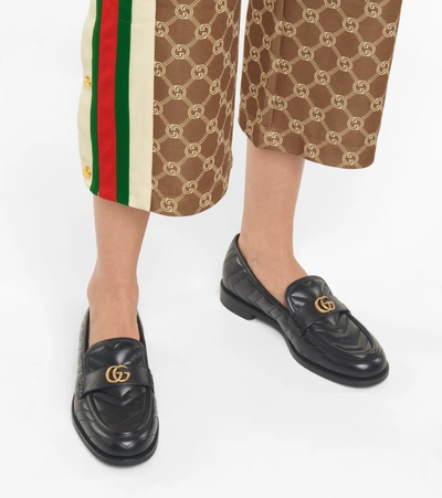 Shop Gucci Double G Matelassé Leather Loafers In Nero/nero