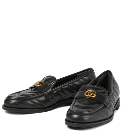 Shop Gucci Double G Matelassé Leather Loafers In Nero/nero