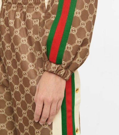 Gucci Gg Jacquard Cropped Sweatshirt With Web In Military Green/ivory