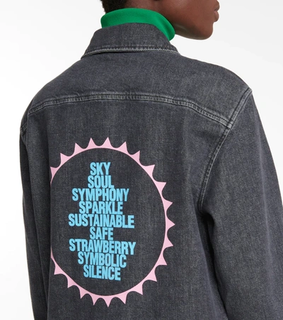 Shop Stella Mccartney Logo-printed Denim Shirt In Vintage Black Denim