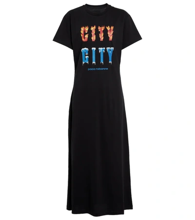 Shop Rabanne X Kimura Tsunehisa Printed Midi Dress In Black City City