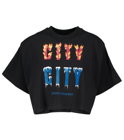 Shop Paco Rabanne X Kimura Tsunehisa City Cropped T-shirt In Black City City