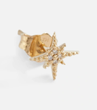 Sydney Evan Starbust 14kt Yellow Gold Stud Earring With Diamonds In Gold