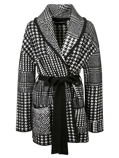 Shop Ermanno Scervino Houndstooth Belted Cardigan In Multi