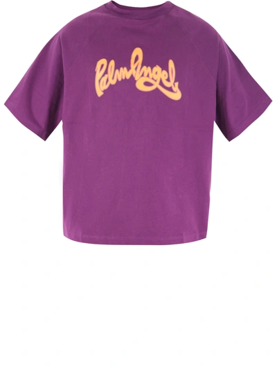 Shop Palm Angels Purple Logo T-shirt