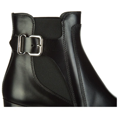 Shop Tod's Women's Leather Heel'ankle Boots Booties In Black